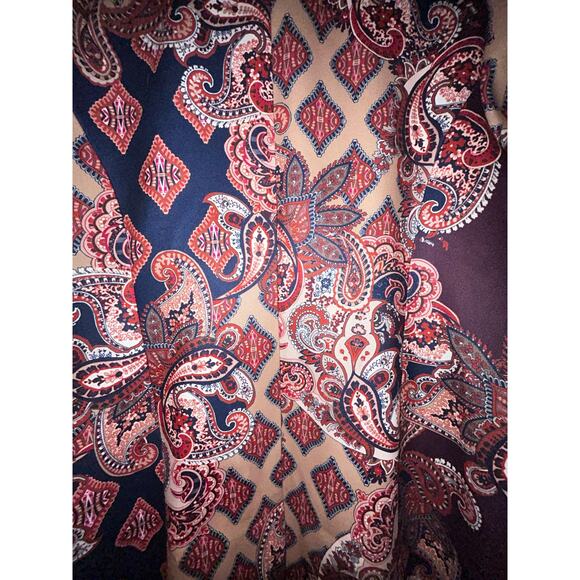 Chico’s Drama Patch Old Money Mob Wife Boho western Brown Blue Duster / Coat - Picture 11 of 13